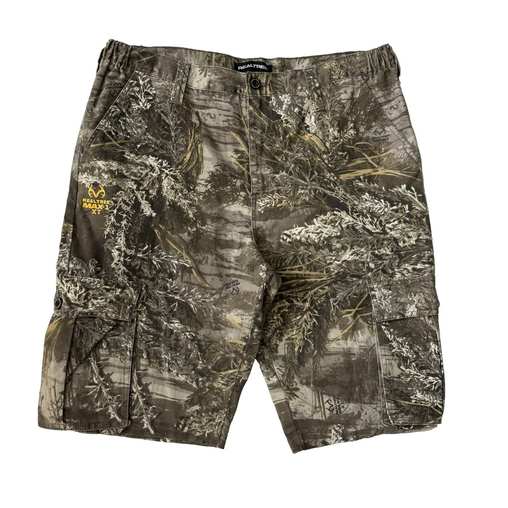 Real Tree Camo Cargo Pocket Tactical Shorts Mens 36 38 Max 1 XT Urban Hip Hop